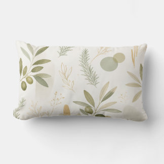 Minimalistische Olive- und Rosmarin-Botanik-Kissen Lendenkissen
