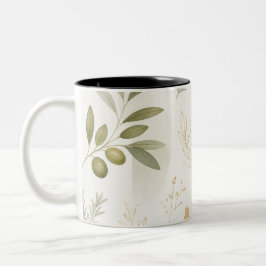 Minimalistische Oliven- und Rosmarin-Botanik-Tasse Zweifarbige Tasse