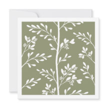 Minimalistische olivgrüne Blumenstreifen-Kunstkart