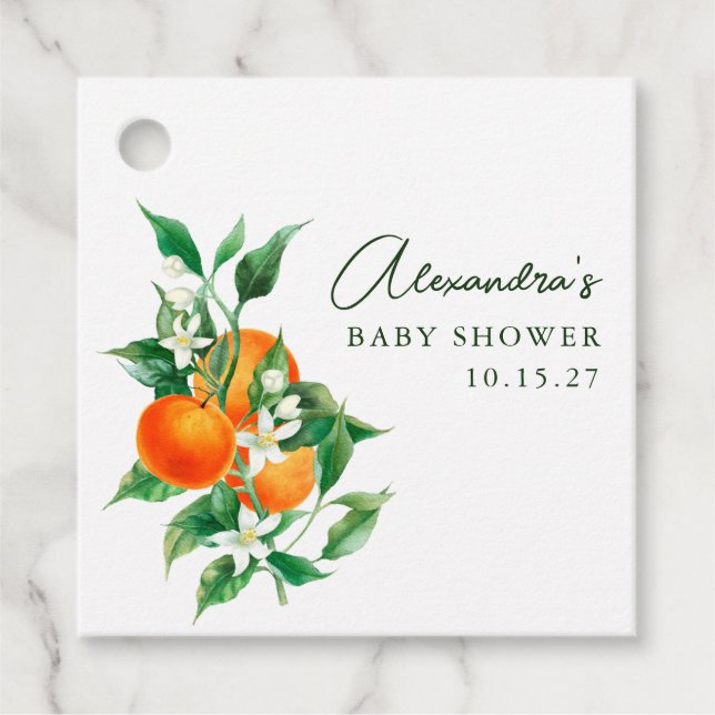 Minimalistische Orange Fruit Botanical Niedlich Ba Geschenkanhänger (Vorderseite)