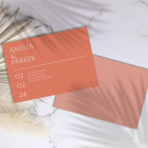 Minimalistische Orange Hochzeit rettet das Datum