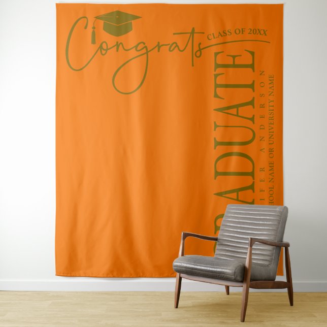 Minimalistische Orange- und Gold-Glückwunsch Wandteppich (Beispiel)