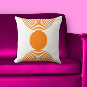 Minimalistische orange und weiße Kreise Kissen