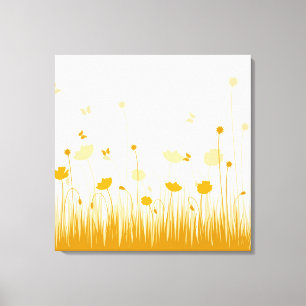 Minimalistische orange und weiße Mohnwiese Floral Leinwanddruck