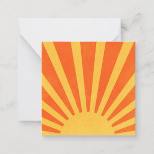 Minimalistische Orange Yellow Sun Rays Mitteilungskarte