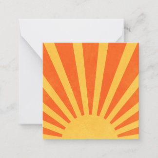 Minimalistische Orange Yellow Sun Rays Mitteilungskarte