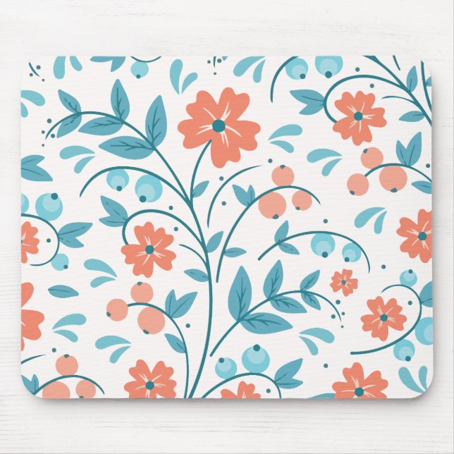 Minimalistische orangefarbene Blume Mousepad (Vorne)