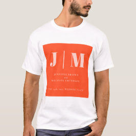 Minimalistische orangefarbene pinke einfache monog T-Shirt