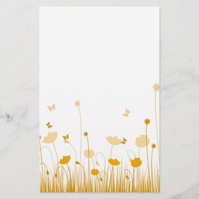 Minimalistische Orangen- und Weißblüten Briefpapier (Vorderseite)