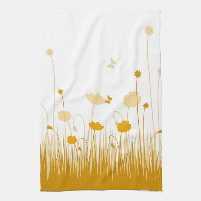 Minimalistische Orangen- und Weißblüten Geschirrtuch (Vertikal)