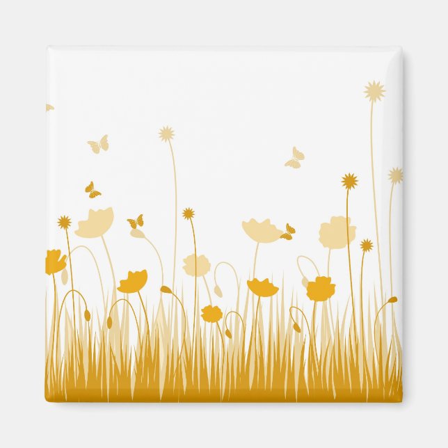 Minimalistische Orangen- und Weißblüten Magnet (Vorne)
