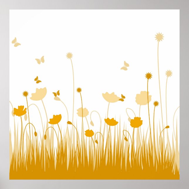 Minimalistische Orangen- und Weißblüten Poster (Vorne)