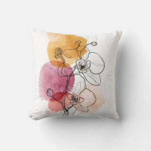 Minimalistische Orchid Line Art Throw Kissen