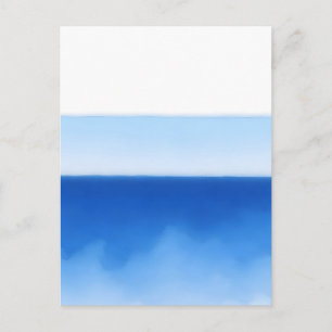Minimalistische Ozean-Horizont-Blau-Wasserfarbe-Se Postkarte