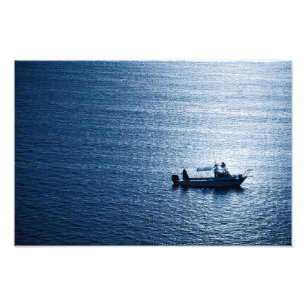Minimalistische Ozean-Wandkunst Fischer Blau Fotodruck