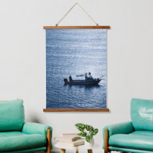 Minimalistische Ozean-Wandkunst Fischer Blau
