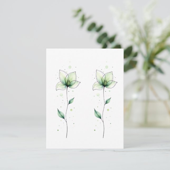 Minimalistische paarweise grüne Blume Blank Karte (Stehend Vorderseite)