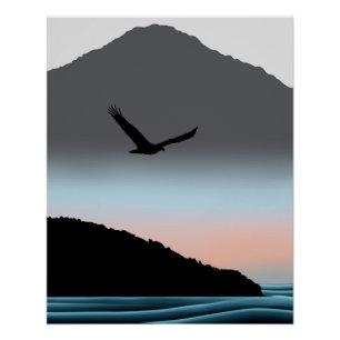 Minimalistische Pacific Northwest Eagle Mountain K Poster