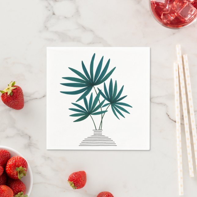 Minimalistische Palm-Blätter in Strippenvase - Mod Serviette (Beispiel)