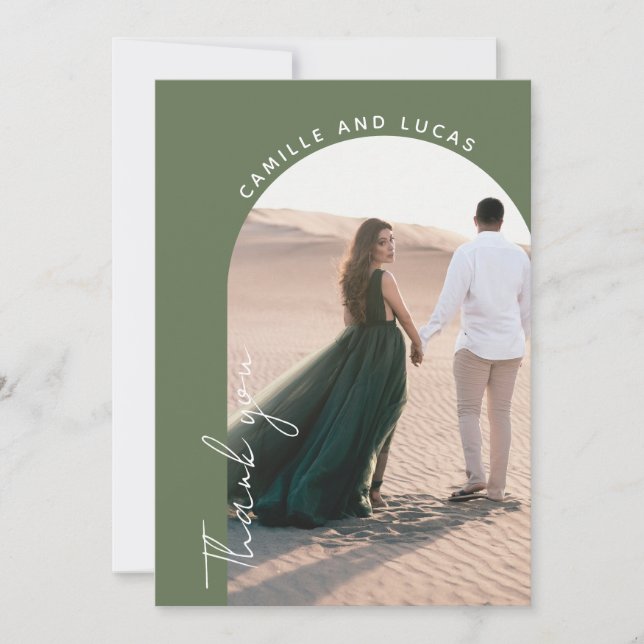 Minimalistische Palmen Hochzeit Danke Karte (Vorderseite)