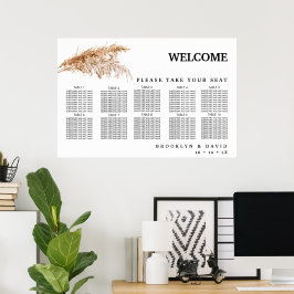 Minimalistische Pampas-Gras-Hochzeitstabelle Poster
