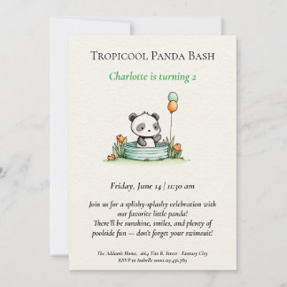 Minimalistische Panda Pool-Party Einladung