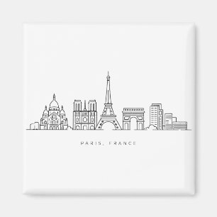 Minimalistische Pariser Frankreich Skyline Linienk Magnet