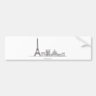Minimalistische Pariser Skyline-Linienkunst Autoaufkleber