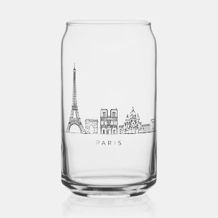 Minimalistische Pariser Skyline-Linienkunst Dosenglas