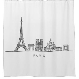 Minimalistische Pariser Skyline-Linienkunst Duschvorhang