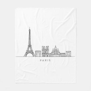 Minimalistische Pariser Skyline-Linienkunst Fleecedecke