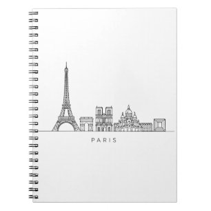 Minimalistische Pariser Skyline-Linienkunst Notizblock