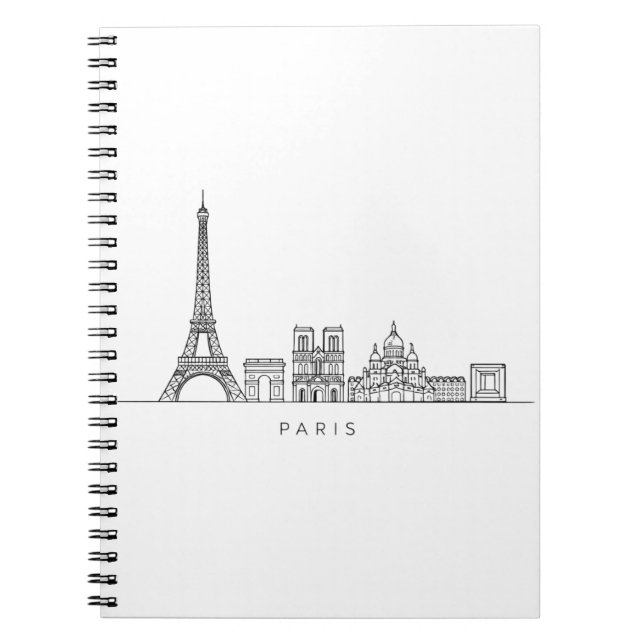 Minimalistische Pariser Skyline-Linienkunst Notizblock (Vorderseite)