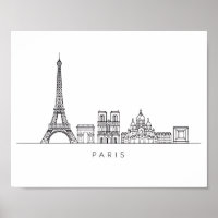 Minimalistische Pariser Skyline-Linienkunst