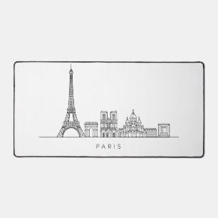 Minimalistische Pariser Skyline Linienkunst Schreibtischunterlage