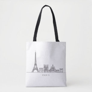 Minimalistische Pariser Skyline-Linienkunst Tasche