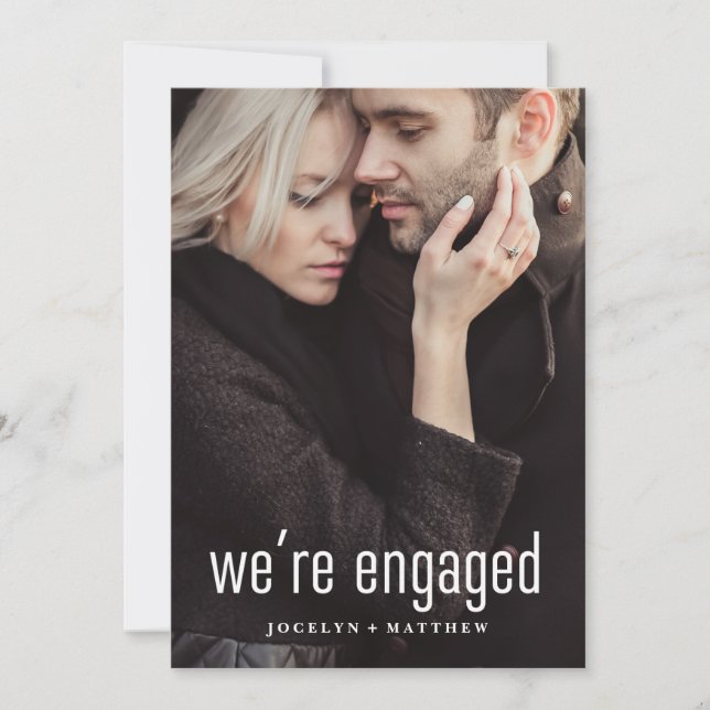 Minimalistische Partei für das Engagement im Foto Einladung (Vorderseite)