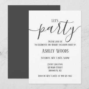 Minimalistische Party-Feier für jeden Anlass Einladung