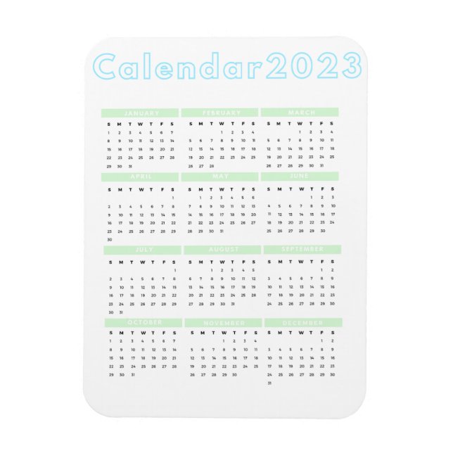 Minimalistische Pastel Blue Green 2023 Magnet-Kale Magnet (Vertikal)