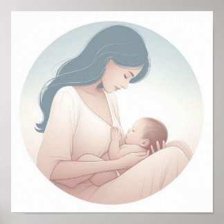 Minimalistische Pastel Mama mit Baby Poster