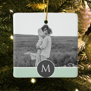 Minimalistische Pastel Minze Personalisiert Name & Keramikornament