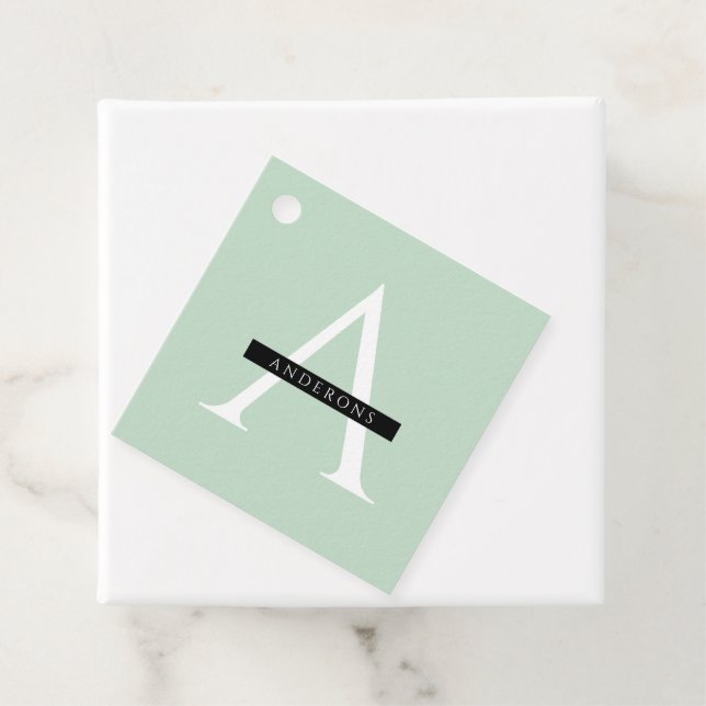 Minimalistische Pastel Minze Personalisierter Name Geschenkanhänger (Beispiel)
