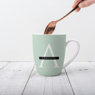 Minimalistische Pastel Minze Personalisierter Name Milchtasse