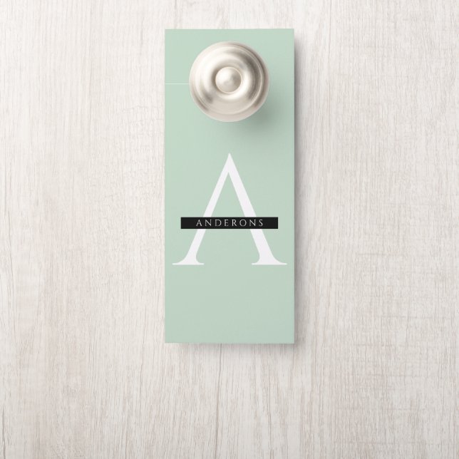 Minimalistische Pastel Minze Personalisierter Name Türanhänger (Auf Knauf)