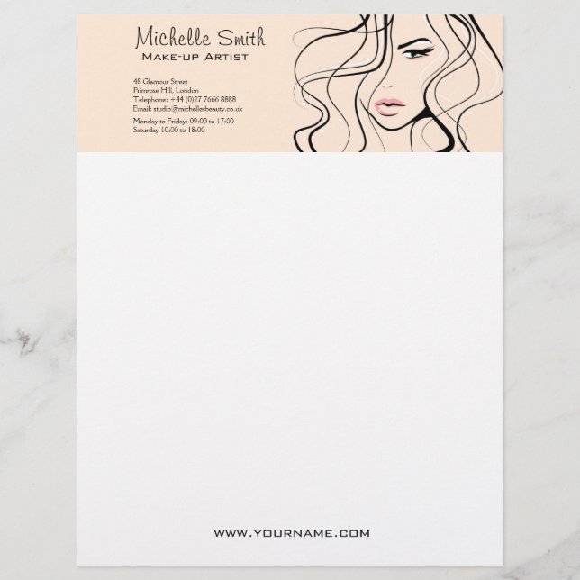 Minimalistische Pastel Peach Elegante Feminine Mak Briefkopf (Vorderseite)