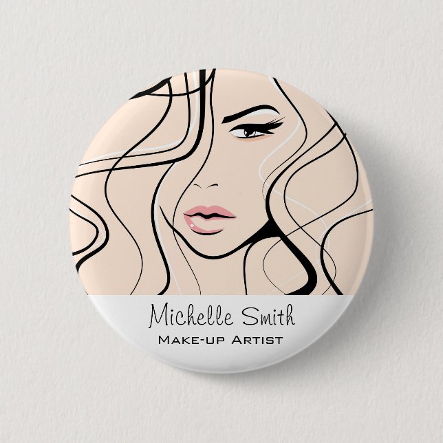 Minimalistische Pastel Peach Elegante Feminine Mak Button (Vorderseite)