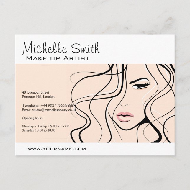 Minimalistische Pastel Peach Elegante Feminine Mak Postkarte (Vorderseite)
