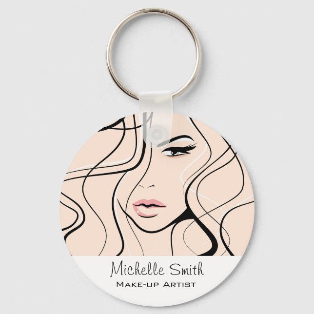 Minimalistische Pastel Peach Elegante Feminine Mak Schlüsselanhänger (Vorderseite)