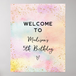 Minimalistische Pastel Rainbow Gold Geburtstag Poster