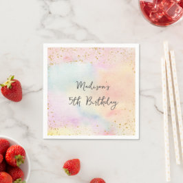 Minimalistische Pastel Rainbow Gold Geburtstag Serviette